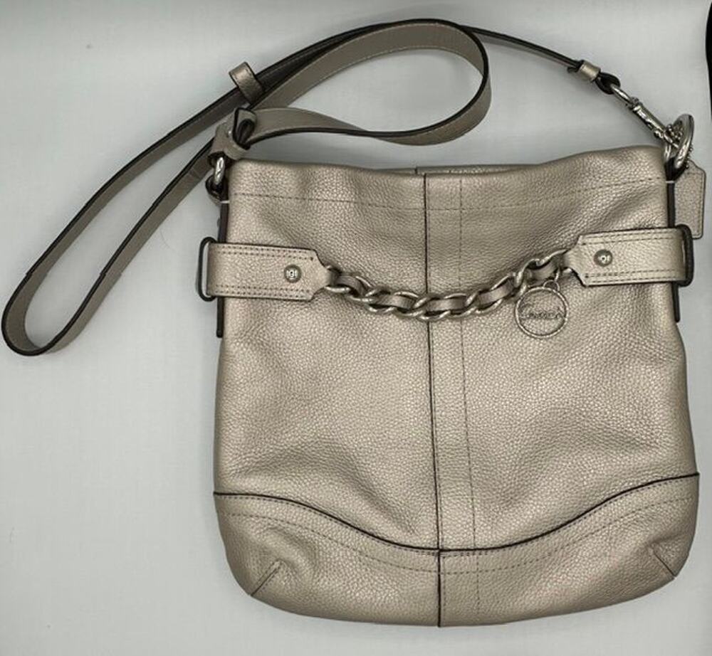 Coach Silver Chain Duffle Crossbody Bag VGUC